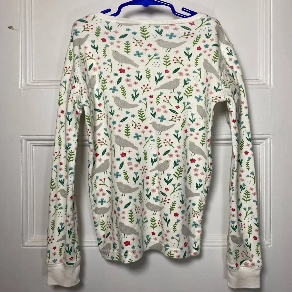 MINI BODEN Kids Bird & Flowers Print Long Sleeve Pajama Sleepwear Lounge Set 11Y
